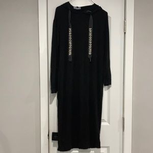 Pearl Embellished Hoody Long sleeve Midi Dress